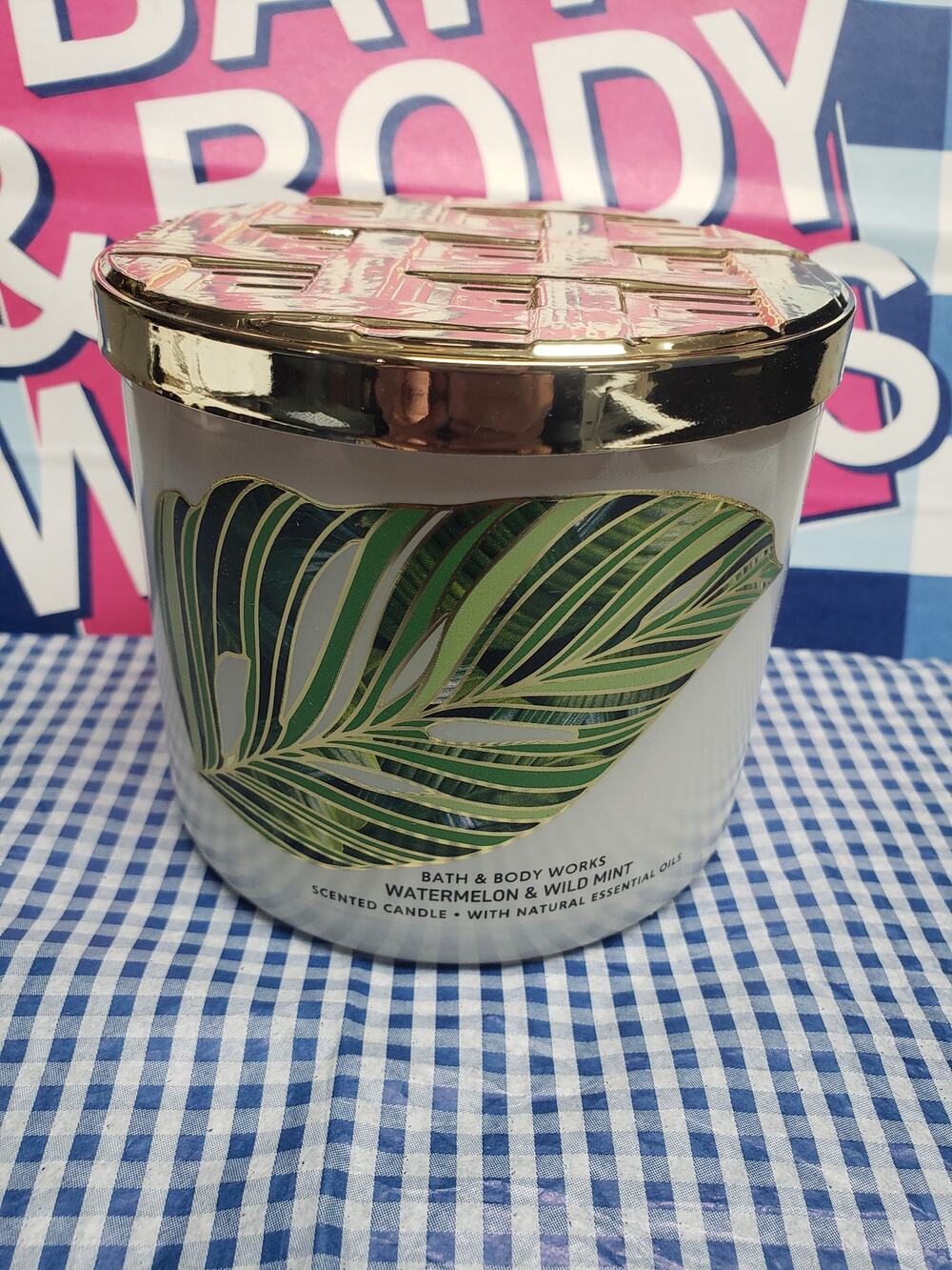 BBW Watermelon & Wild Mint Large 3 Wick Candle Home Fragrance Decor